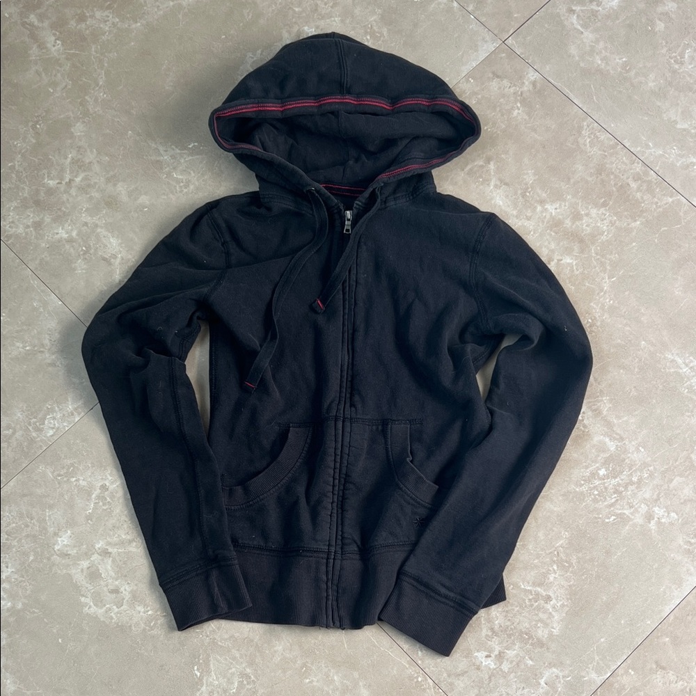 Black Hoodie with Red Trim